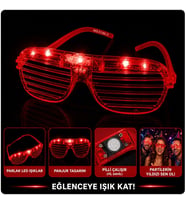 LED Işıklı Panjur Parti Gözlüğü Kırmızı Renk Shutter Gözlük