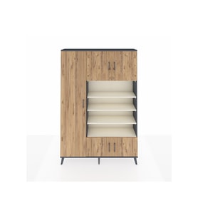 Arges Dolap 10 Raflı 5 Kapaklı 132x30x195 Antrasit-Çam/Aytaşı