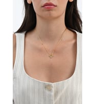 925 ayar Gümüş altın yaldızlı zirkon taşlı geometrik serenay kolye SGTL13096GOLD