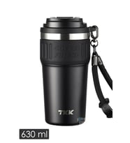 TKK 630 ML Özel Seri Çelik Mug Kahve Bardağı Pipetli/Rahat İçim 6 Saat Sıcak/12 Saat Soğuk Termos -2023 630ML (Siyah)