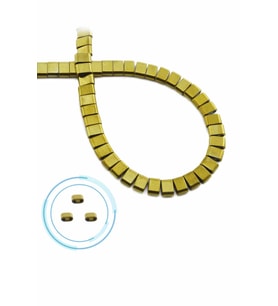 Hematit Doğal Taş Parlak Gold Çift Delik 6x4mm Dizi [AA]