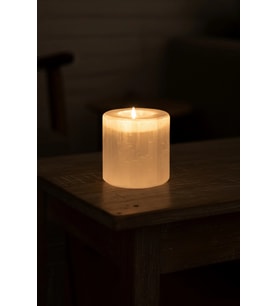 Beyaz Selenit Mumluk 8 Cm Tealight Mumluk