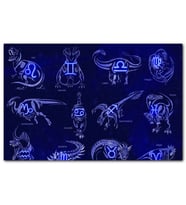 Cakatablo Dinozorlu Burç Sembolleri Neon  MDF Tablo