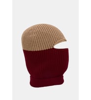 Color Block Renkli Balaclava Kar Maskesi Triko Bere Boyunluk 1 Adet (Bordo)
