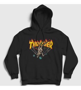 Presmono Unisex Siyah Skull Thrasher Kapüşonlu Sweatshirt 279991tt