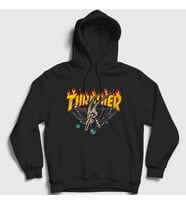 Presmono Unisex Siyah Skull Thrasher Kapüşonlu Sweatshirt 279991tt