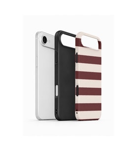 iPhone 17 Air Vorian Çift Katmanlı Kılıf Plum Cream Stripe
