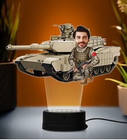 Doğum Günü Hediyesi,Sevgiliye Hediye, Kişiye Özel Fotoğraflı Tank Tasarımlı Erkek Karikatür 3D Led Lamba (Beyaz)