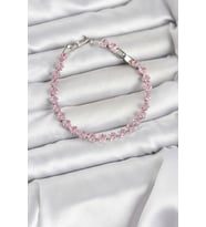 Pembe Kare Zirkon Taşlı Gümüş Renk Pirinç Su Yolu Kadın Bileklik 5886 - HPSBYI4020-7941