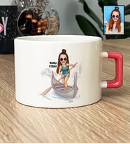 Kişiye Özel Karikatürlü Venedik Aşığı Arkadaşa Hediye Lüks Fincan Doğum Günü Hediyesi