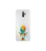 Oppo A9 2020 ile uyumlu Splash ahtapot tasarımlı şeffaf silikon kılıf