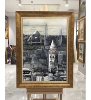 Altın Varaklı Paspartulu Çerçeveli Tablo rv824