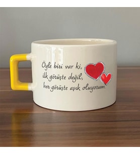Öyle Biri Var Ki Baskılı Sarı Kulplu C Fincan