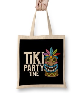Adorable & Cute Tiki Party Time Island Luau Themed Bez Çanta Uzun Saplı