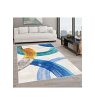 Rovigo Home Dijital Baskı Yıkanabilir Kaymaz Taban Salon Halısı RVG0589 (Mavi)