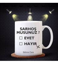 BK Gift Kişiye Özel Sarhoş Musunuz Tasarımlı Beyaz Kupa Bardak