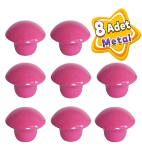 8 Adet Pembe Mantar Düğme Kulp Çocuk Bebek Mobilya Çekmece Dolap Kapak Kulbu Metal Kulp Aksesuarları Vidalı