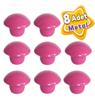 8 Adet Pembe Mantar Düğme Kulp Çocuk Bebek Mobilya Çekmece Dolap Kapak Kulbu Metal Kulp Aksesuarları Vidalı