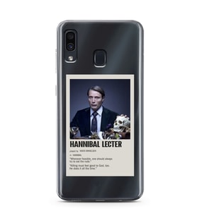 Samsung Galaxy A20/A30 Uyumlu Hannibal Lecter Minimalist Poster Desenli Şeffaf Telefon Kılıfı