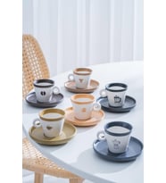 Acar RX-08474 Ruby Karışık Renkli 6'lı Kahve Fincan Takımı (Çok Renkli)
