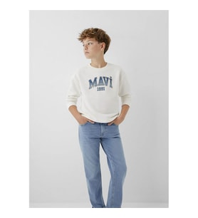 Mavi Logo Baskılı Ekru Erkek Çocuk Sweatshirt M6S10218-70057