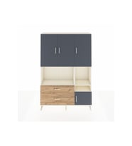 Arges Dolap 7 Raflı 2 Çekmeceli 4 Kapaklı 132x30x195 Aytaşı-Antrasit/Çam