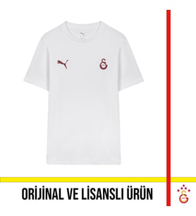 Galatasaray Lisanslı Puma Logolu ve Armalı Beyaz Tişört 78290720