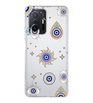PrintiFy Xiaomi Mi 11T Pro ile Uyumlu 1mm Slim Fit Nazar Boncuğu 5 Baskılı Şeffaf  Kılıf