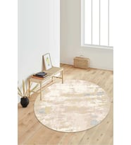 Dijital Baskılı Kaymaz Taban Yıkanabilir Yuvarlak Salon Halısı Koridor Halısı Paspas NDY-HT-95 (Krem)