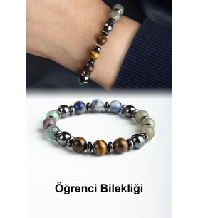 Sodalit-Florit Taşı Karışık Doğal Taş Küre Kesim 8mm Öğrenci Bilekliği