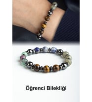 Sodalit-Florit Taşı Karışık Doğal Taş Küre Kesim 8mm Öğrenci Bilekliği