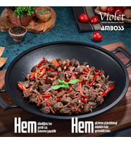 Amboss Violet Döküm Sac Kavurma Gözleme Tavası VİO-7975 (Siyah)