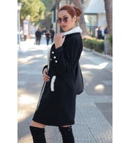 Kışlık Günlük Kaşe Kadın Kaban (Siyah)