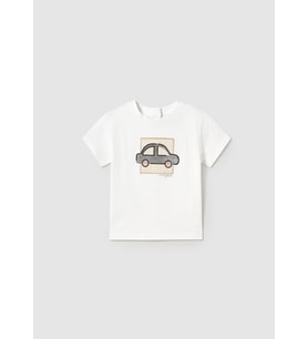 Mayoral Erkek Bebek Arabalı Tshirt Beyaz