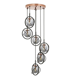 AVONNI AV-60291-6T-BSY Siyah Boyalı Modern Avize E14 Metal Cam 40cm