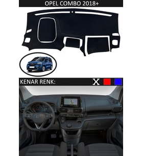 Opel Combo 2018+ İçin Uygun Torpido Koruma Halısı Siyah Kenar Renk Siyah