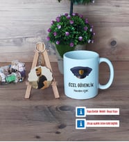 Özel Güvenlik Görevlisi Kupa Bardak Beyaz ve Fotoğraflı Ahşap Anahtarlık Hediye (Model 1)