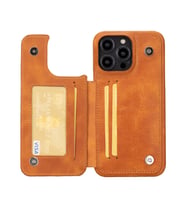 Bouletta Apple iPhone 14 Pro Max Uyumlu Deri Kılıf UBW TN11 (Taba)