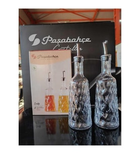 Yaglık şişe, 2'li set, 380 cc, metal kapak, şık ve kullanışlı tasarım