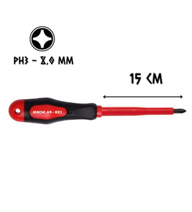 Cer-Pa Norm Prosoft İzoleli Tornavida Mıknatıslı YILDIZ Uçlu PH3 - 15 cm.