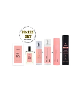 122 Kadın Parfüm Set ( Parfüm - Saç Parfümü - Bodymist - Deodorant - Duş Jeli ) - Mnms122setduş2