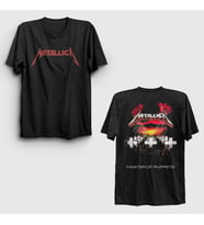 Presmono Unisex Siyah Master Of Puppets V2 Metallica Sırt Baskılı T-Shirt 517261tt