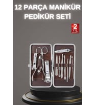 12 Parça Paslanmaz Çelik Kompakt ve Taşınabilir Manikür Makası Tırnak Makası