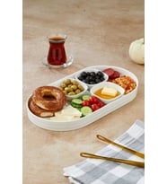 Kahvaltı ve Sunum İçin Porselen Servis Tabağı 36,5x19 cm