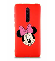 Xiaomi Redmi K20 Pro Soft Premier Kapak Minnie Mouse-C Tasarımlı Silikon Kılıf - Kırmızı (Şeffaf)
