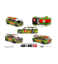Mini GT 164 KaidoHouse Datsun KAIDO 510 Wagon OG Flo Yellow KHMG164 1/64 Model Araba (Çok Renkli)