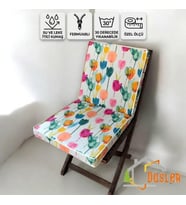 Düşler Ev Tekstili 40x80 Rengarenk Lale Desenli Su ve Leke İtici Duck Kumaş Fermuarlı Bağcıklı Biyeli Sandalye Minderi 5 cm