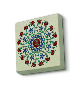 İznik Çini Desen Baskılı Doğaltaş  Magnet(KD-041)Buzdolabı Süsü