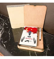 Polise Hediye Ahşap Kutulu Defter Kalem Set 002