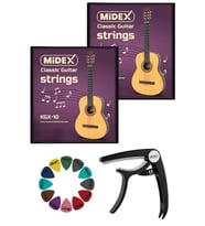 Midex KGX-10MC Klasik Gitar Teli Takımı Pena Kapo (Capo) Seti